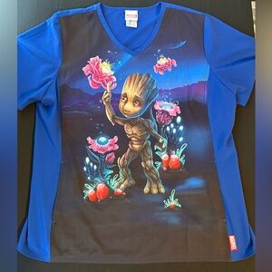Marvel Groot Scrub Top XL Blue Guardian of the Galaxy Nursing Uniform